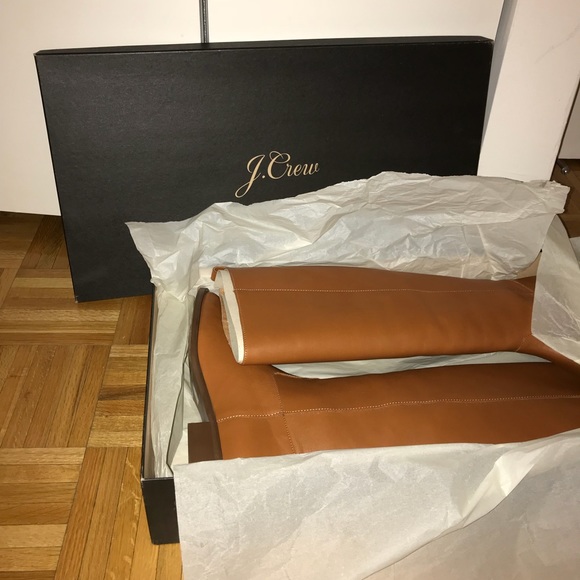 🎈NEW🎈J.Crew Tan Leather Knee High Riding Boots - Picture 6 of 6